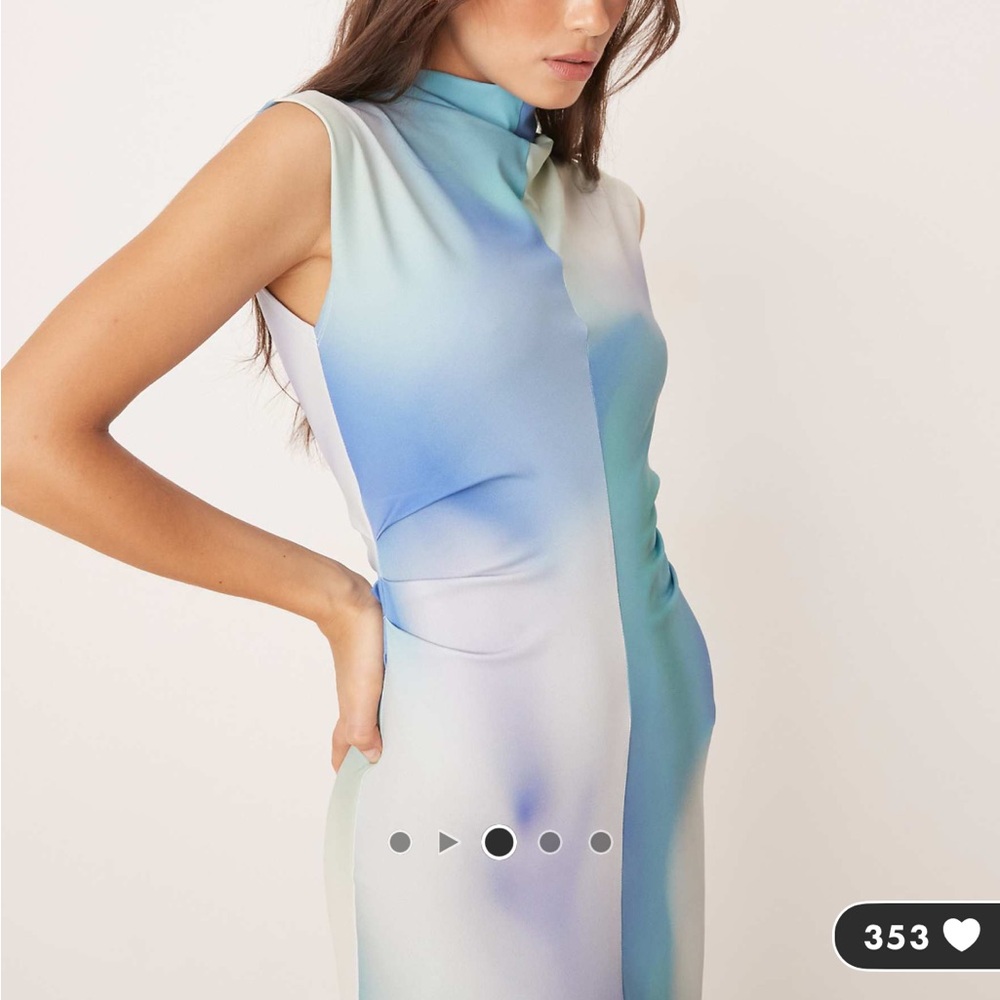 ASOS Blue and White Midi Dress - Picture 2 of 4